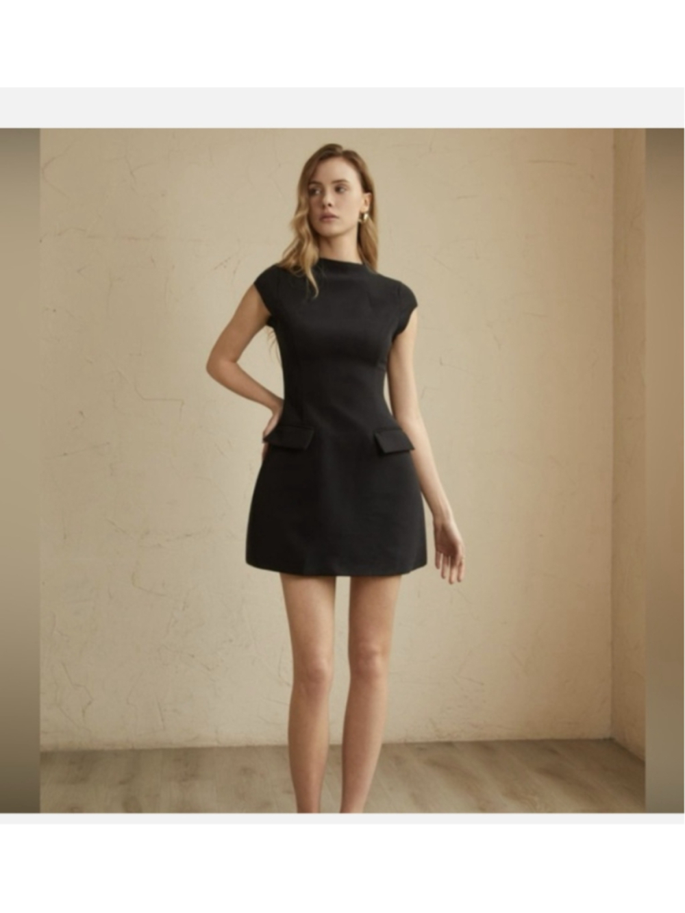 Commense elegant Black Mini Dress Size Large nwt A line Boardroom.chic